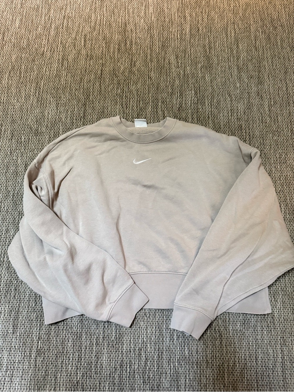 Nike Crewneck Sweatshirt in Light Beige with White Swoosh